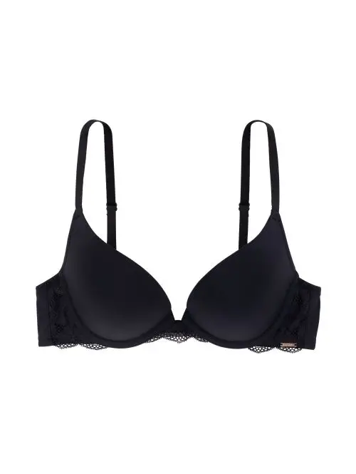 Gładki biustonosz push-up Dorina Rosa Push-up Plunge czarny, Kolor: czarny, Rozmiar: 80C  sklep ebielizna.pl