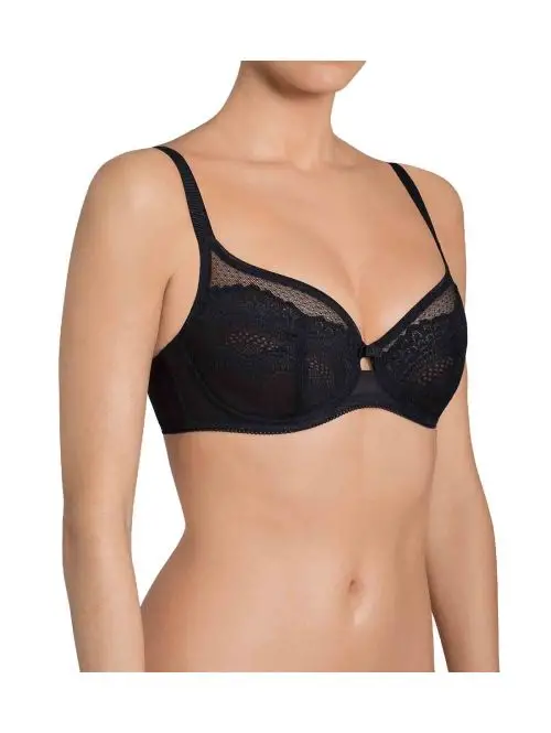 Koronkowy biustonosz z miękkimi miseczkami na fiszbinach przeznaczony na średni i duży biust Triumph Beauty-Full Darling W02 czarny, Kolor: czarny, Rozmiar: 90D  sklep ebielizna.pl