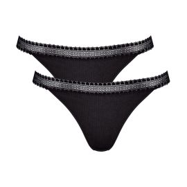 2 x Majtki damskie sloggi GO Ribbed Tanga C2P, Kolor: czarny, Rozmiar: XS  sklep ebielizna.pl