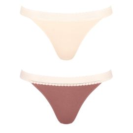 2 x Majtki damskie sloggi GO Ribbed Tanga C2P, Kolor: brązowy/beżowy, Rozmiar: S  sklep ebielizna.pl