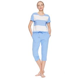 Triumph piżama damska 3/4 Sets PK CAPRI X 01, Kolor: niebiesko-biały, Rozmiar: 38  sklep ebielizna.pl