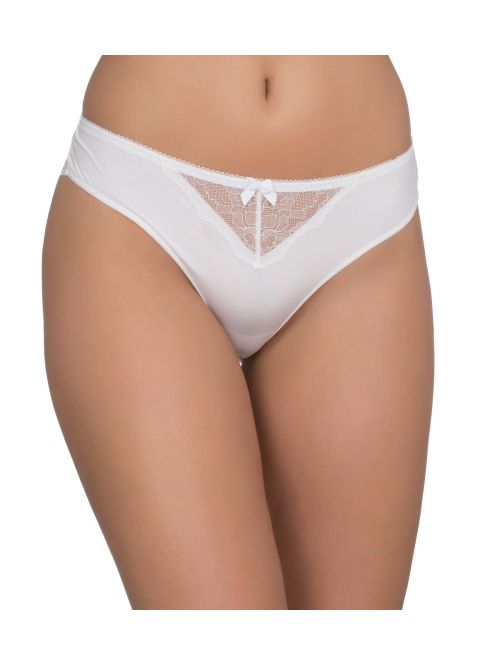 Brazyliany damskie ozdobione transparentną koronką Dorina Colette Brazilian biały, Kolor: biały, Rozmiar: XL  sklep ebielizna.pl