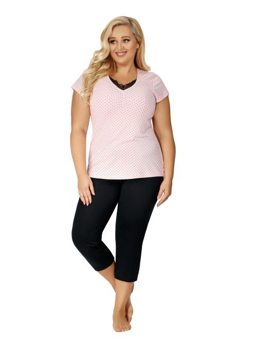 Piżama 3/4 duże rozmiary Donna Alice 3/4 różowy, Kolor: różowy, Rozmiar: 3XL  sklep ebielizna.pl