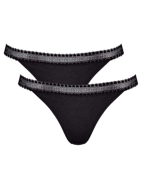 2 x Majtki damskie sloggi GO Ribbed Tanga C2P, Kolor: czarny, Rozmiar: XS  sklep ebielizna.pl