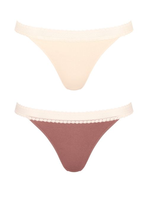 2 x Majtki damskie sloggi GO Ribbed Tanga C2P, Kolor: brązowy/beżowy, Rozmiar: S  sklep ebielizna.pl