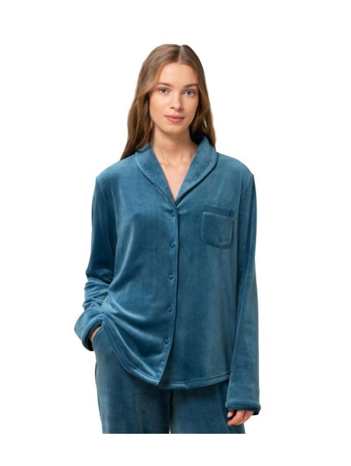 Koszula damska Mix & Match VELOUR BOYFRIEND TOP, Kolor: granatowy, Rozmiar: 38  sklep ebielizna.pl
