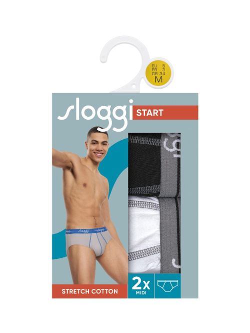 2 x Majtki męskie sloggi men Start Midi C2P box, Kolor: biały i czarny, Rozmiar: XL  sklep ebielizna.pl