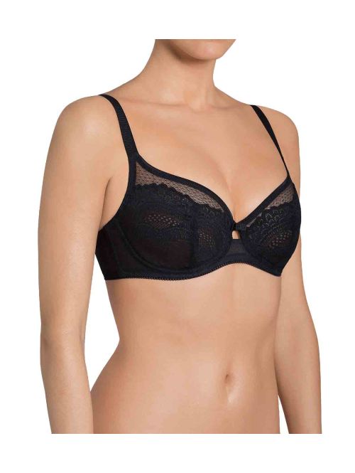 Koronkowy biustonosz z miękkimi miseczkami na fiszbinach przeznaczony na średni i duży biust Triumph Beauty-Full Darling W02 czarny, Kolor: czarny, Rozmiar: 90C  sklep ebielizna.pl