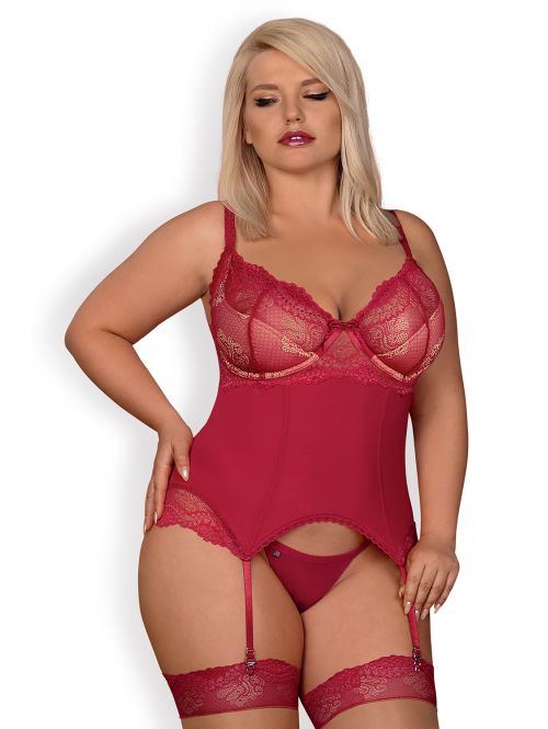 Gorset Rosalyne + stringi GRATIS!, Kolor: czerwony, Rozmiar: S/M  sklep ebielizna.pl