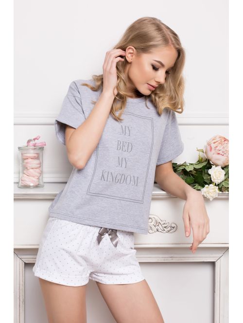 Piżama Kingdom Short Dots & Grey, Kolor: szary, Rozmiar: XL  sklep ebielizna.pl