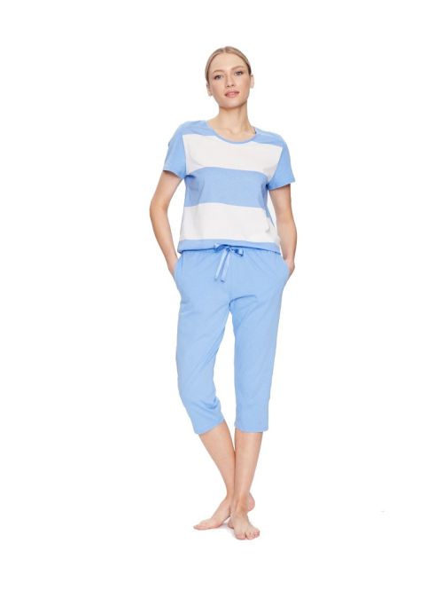 Triumph piżama damska 3/4 Sets PK CAPRI X 01, Kolor: niebiesko-biały, Rozmiar: 38  sklep ebielizna.pl