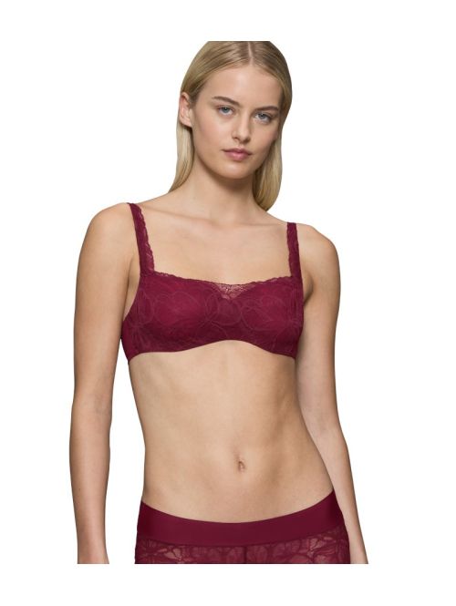 Biustonosz balkonetka Triumph Body Make-Up Illusion Lace Balconette, Kolor: czerwony, Rozmiar: 70B  sklep ebielizna.pl