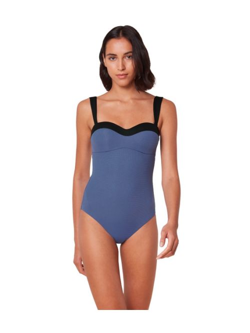Jednoczęściowy strój kąpielowy bez fiszbin Triumph Summer Glow OPD 01 sd, Kolor: niebieski, Rozmiar: 44B  sklep ebielizna.pl