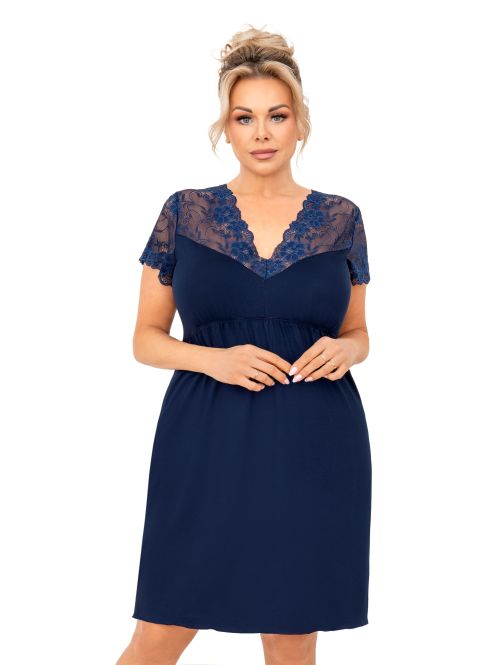 Koszula nocna Livia Plus Dark Blue, Kolor: granatowy, Rozmiar: XXXL  sklep ebielizna.pl