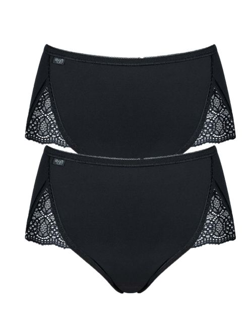 Majtki z koronką zestaw Sloggi Pure Sense Luxe Maxi C2P czarny, Kolor: czarny, Rozmiar: 38  sklep ebielizna.pl