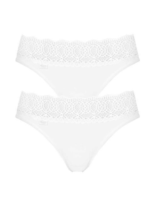 Komplet 2 sztuk fig damskich z koronką w pasie Sloggi Pure Sense Luxe Tai C2P biały, Kolor: biały, Rozmiar: 36  sklep ebielizna.pl