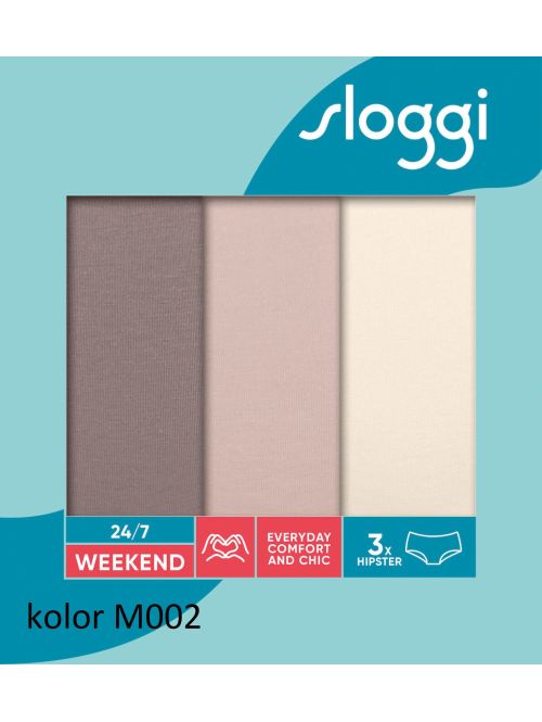 Zestaw 3 sztuk bawełnianych biodrówek Sloggi 24/7 Weekend Hipster C3P odcienie brązu i beżu, Kolor: odcienie brązu i beżu, Rozmiar: 44  sklep ebielizna.pl