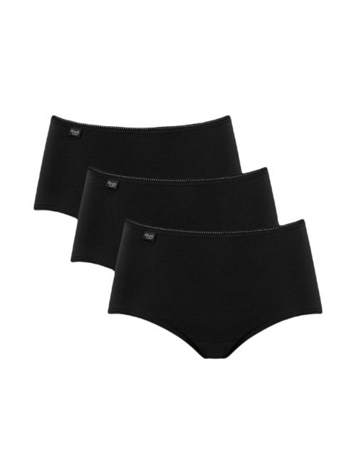 Bawełniane majtki damskie z mocniej krytymi bokami Sloggi 24/7 Cotton Midi C3P czarny, Kolor: czarny, Rozmiar: 42  sklep ebielizna.pl