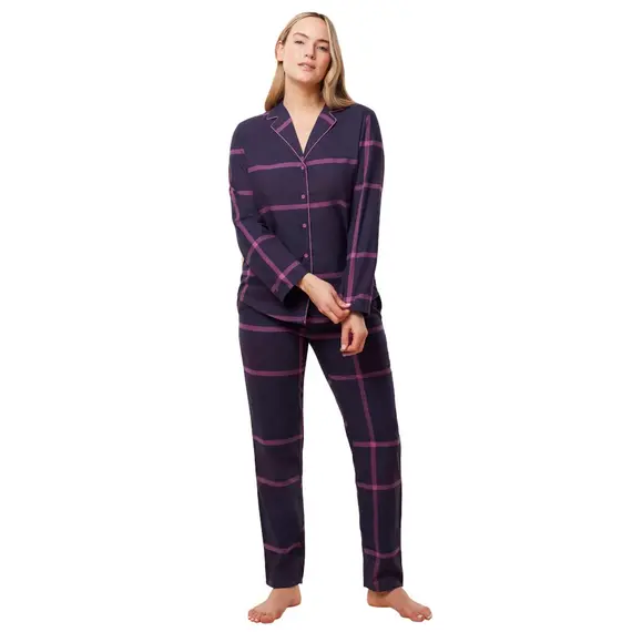 Piżama damska Triumph Boyfriend PW X Checks, Kolor: granatowo-fioletowy, Rozmiar: 42