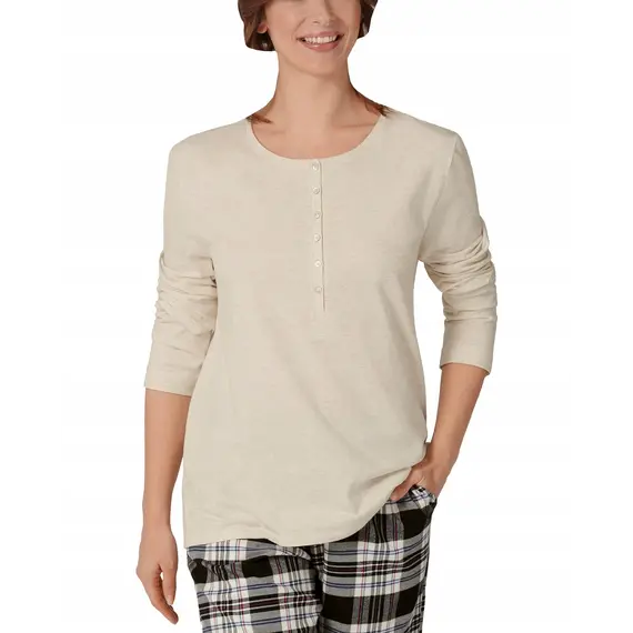 Triumph koszulka piżamowa Mix & Match LSL Top Buttons damska, Kolor: beżowy, Rozmiar: 38