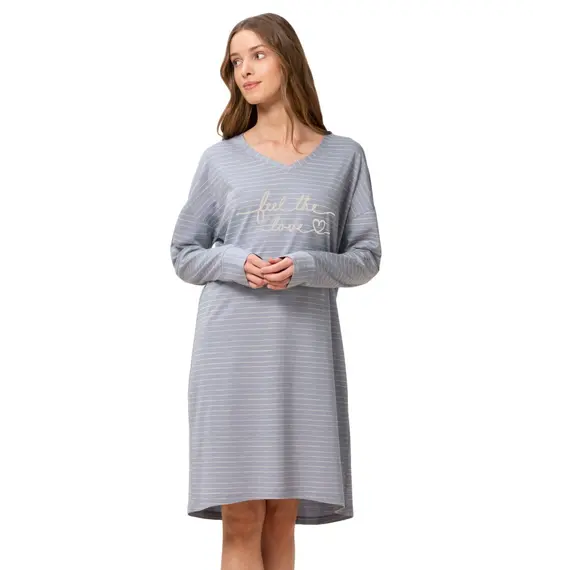 Triumph koszula nocna damska Nightdresses NDK LSL 10 CO/MD, Kolor: szary melanż, Rozmiar: 36