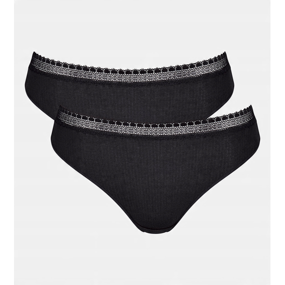 2 x Majtki damskie Sloggi Go Ribbed Tai C2P, Kolor: czarny, Rozmiar: S