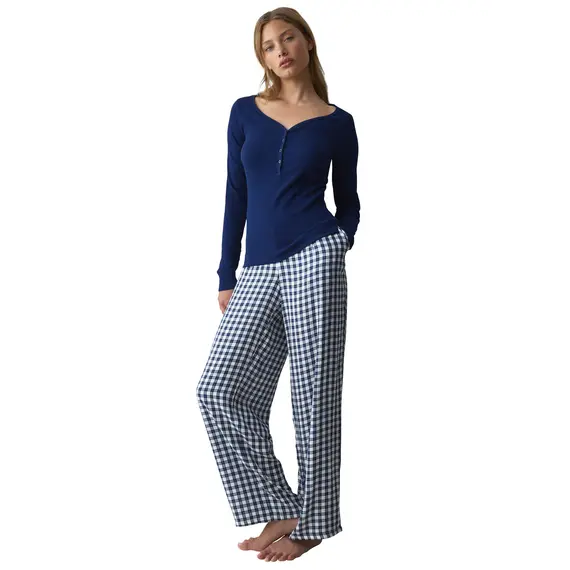 Elegancka Piżama Damska Triumph Elevated Sets PK LSL 01 Granatowa, Kolor: granatowy, Rozmiar: 38