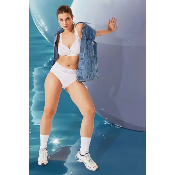 Majtki Damskie Sloggi Romance H Midi – Białe Figi z Koronką, Kolor: biały, Rozmiar: 42, 6 image