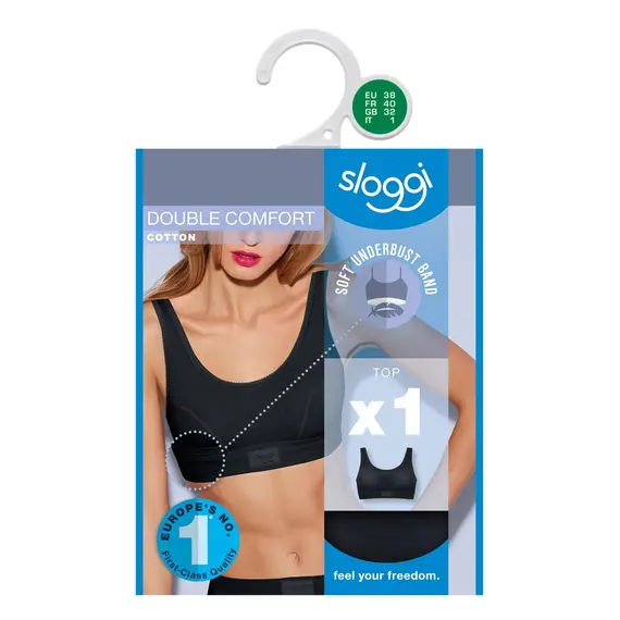 Biustonosz bez Fiszbin Sloggi Double Comfort H Top, Kolor: czarny, Rozmiar: 38