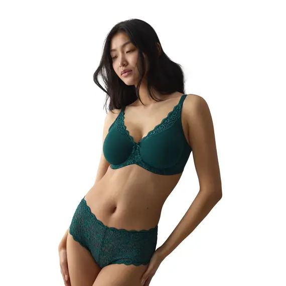 Biustonosz Minimizer Triumph Amourette W01 – Teal Green, Kolor: butelkowa zieleń, Rozmiar: 85F