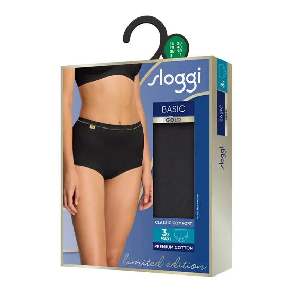 Majtki damskie sloggi Basic+ Maxi C3P czarne, Kolor: czarny, Rozmiar: 44, 2 image