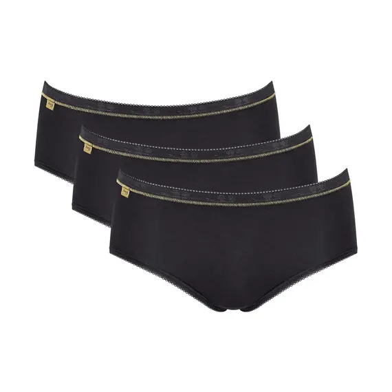 Majtki damskie sloggi Basic+ Midi C3P czarne, Kolor: czarny, Rozmiar: 44