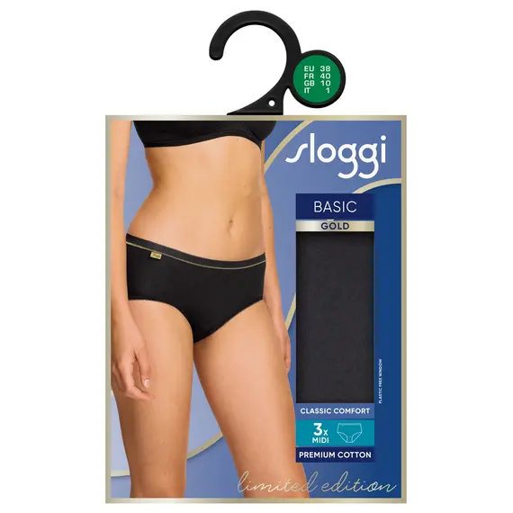 Majtki damskie sloggi Basic+ Midi C3P czarne, Kolor: czarny, Rozmiar: 44, 2 image