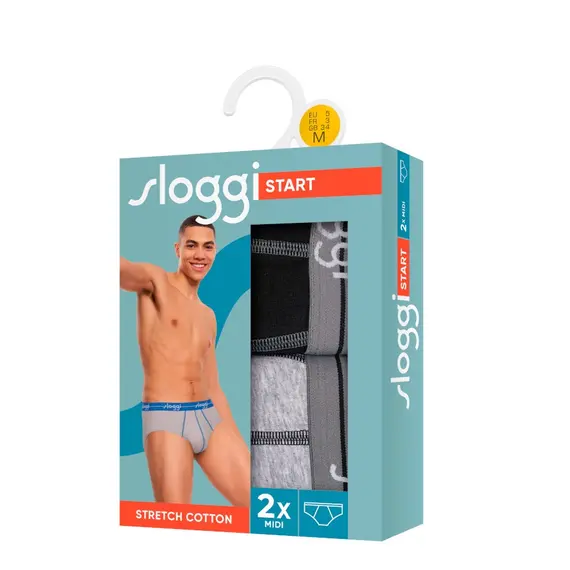 2 x Majtki męskie sloggi men Start Midi C2P box, Kolor: szary/czarny, Rozmiar: XL, 7 image