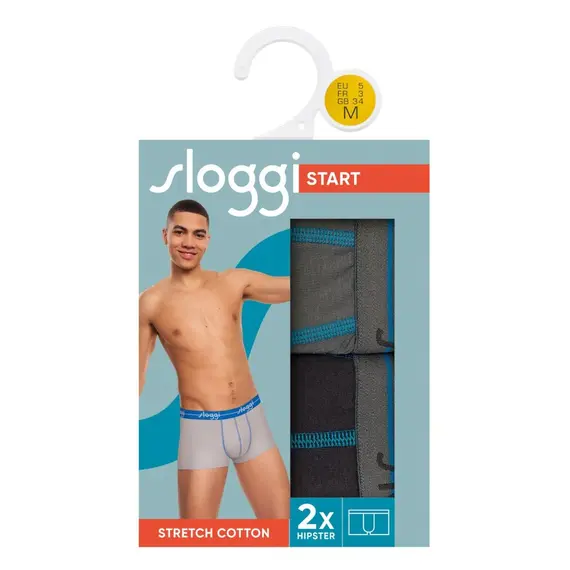 2 x Majtki męskie sloggi men Start Hipster C2P box, Kolor: czarny, szary, Rozmiar: M, 6 image