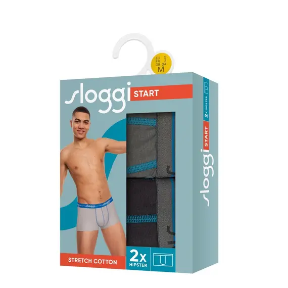 2 x Majtki męskie sloggi men Start Hipster C2P box, Kolor: czarny, szary, Rozmiar: M, 7 image