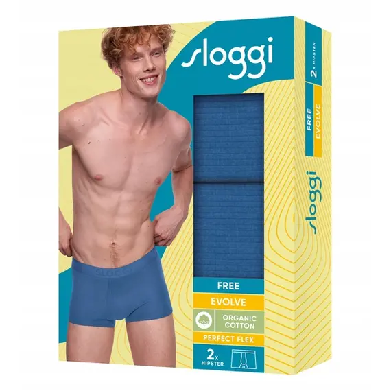 2 x Majtki Sloggi Men Free Evolve Hipster, Kolor: niebieski, Rozmiar: XL