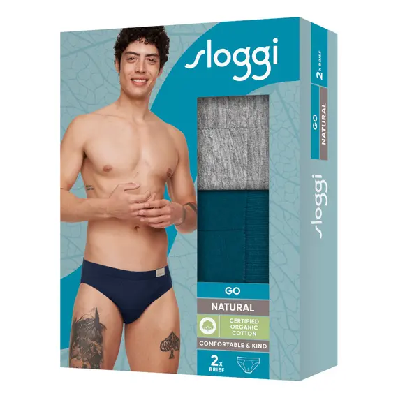 2 x Majtki męskie sloggi men GO Natural Brief C2P, Kolor: wielokolorowy V001, Rozmiar: XXL, 2 image