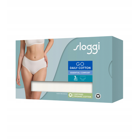 3 x Majtki Damskie Sloggi GO Daily Cotton Midi 3P Bawełna, Kolor: śmietankowy, Rozmiar: M, 5 image