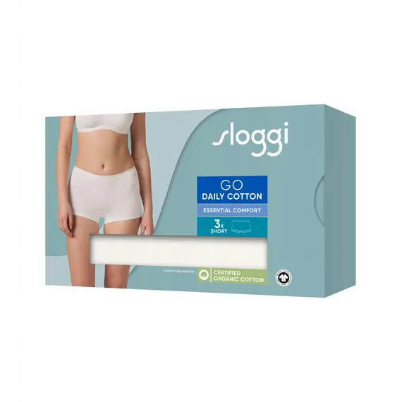 3 x Majtki Damskie Sloggi GO Daily Cotton Short 3P Bawełna, Kolor: śmietankowy, Rozmiar: L, 6 image