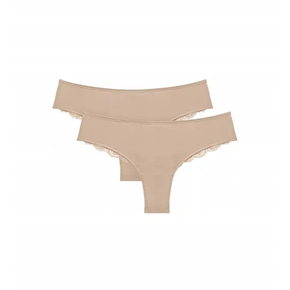 Sloggi Majtki damskie Lovely Micro Brazilian String 2P, Kolor: beżowy, Rozmiar: L