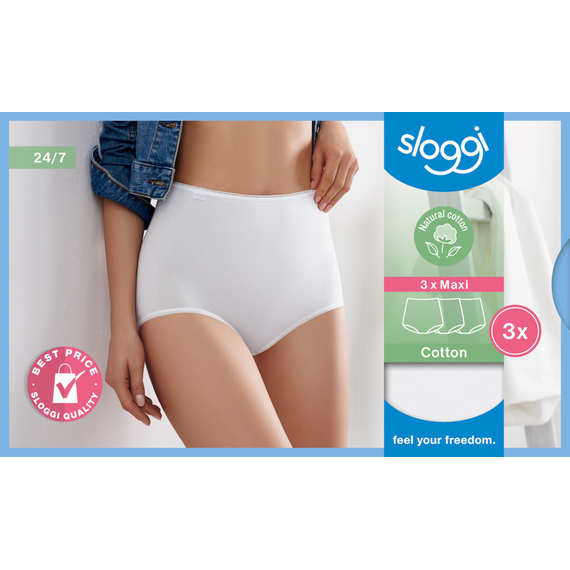 Wygodne majtki z bawełny o zabudowanym fasonie Sloggi 24/7 Cotton Maxi C3P biały, Kolor: biały, Rozmiar: 50, 4 image