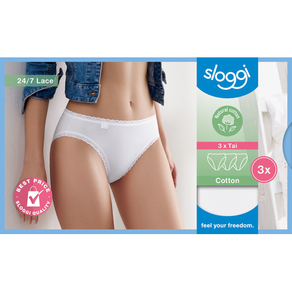 Klasyczne majtki z bawełny sloggi 24/7 Cotton Lace Tai C3P biały, Kolor: biały, Rozmiar: 44, 3 image