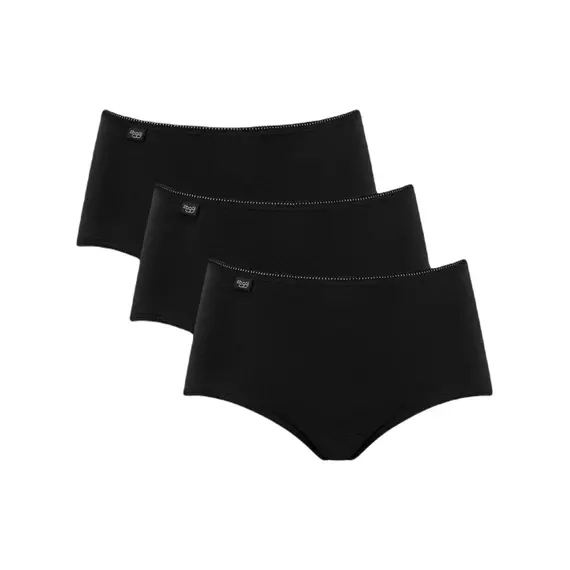 Bawełniane majtki damskie z mocniej krytymi bokami Sloggi 24/7 Cotton Midi C3P czarny, Kolor: czarny, Rozmiar: 40
