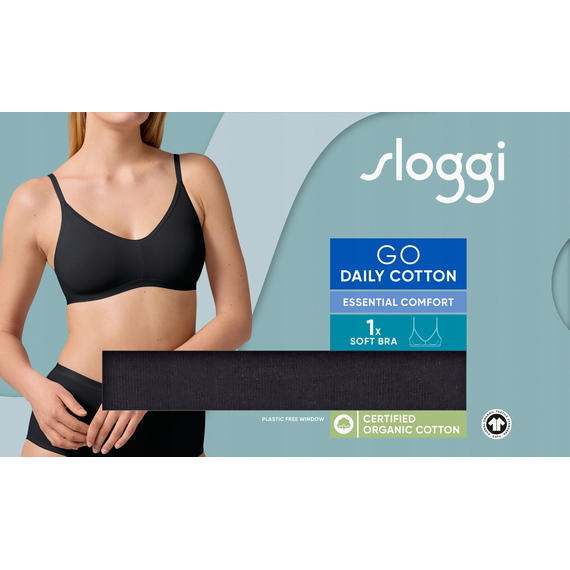Sloggi GO Daily Cotton Soft Bra Biustonosz bez Fiszbin, Kolor: czarny, Rozmiar: L, 5 image
