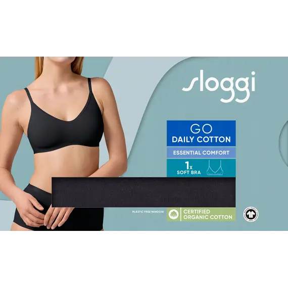 Sloggi GO Daily Cotton Soft Bra Biustonosz bez Fiszbin, Kolor: czarny, Rozmiar: M, 5 image