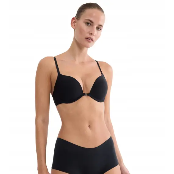 Biustonosz Triumph Pure Micro WHUF Push Up Zapinany z przodu, Kolor: czarny, Rozmiar: 70D