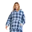 Długa Bluza Koc z Kapturem Oversize – Niebieska Krata, 4 image